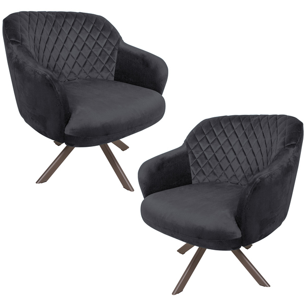 Kit 2 Poltronas Decorativas Kitana Pés Champagne Giratório Ve