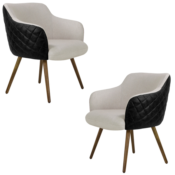 Kit 2 Poltronas Decorativas Kitana Pés Palito Pu Sintético/li