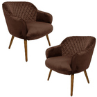 Kit 2 Poltronas Decorativas Kitana Pés Palito Veludo Marrom G