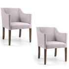 Kit 2 Poltronas Decorativas Lila Base Madeira Veludo Rosa - D