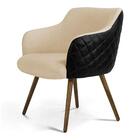 Kit 2 Poltronas Decorativas Linho Bege Sintético Preto Matela