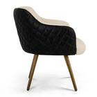 Kit 2 Poltronas Decorativas Linho Bege Sintético Preto Matela