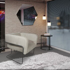 Kit 2 Poltronas Decorativas Lucy Base Aço Grafite Veludo Crem