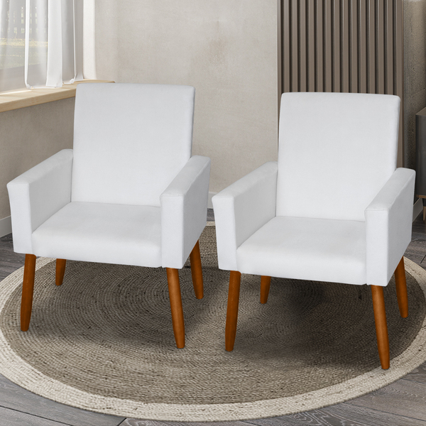 Kit 2 Poltronas Decorativas Mel Material Sintético Branco Dal