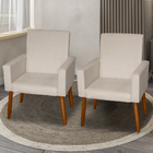 Kit 2 Poltronas Decorativas Mel Suede Bege Dal Poz Estofados