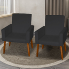 Kit 2 Poltronas Decorativas Mel Suede Preto Dal Poz Estofados