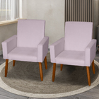 Kit 2 Poltronas Decorativas Mel Suede Rosa Claro Dal Poz Esto