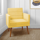 Kit 2 Poltronas Decorativas Nina + Puff Veludo Amarelo - Shop