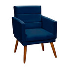 Kit 2 Poltronas Decorativas Nina + Puff Veludo Azul Star Conf