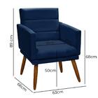 Kit 2 Poltronas Decorativas Nina + Puff Veludo Azul - Vs Decor