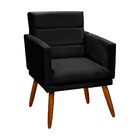 Kit 2 Poltronas Decorativas Nina + Puff Veludo Preto Star Con