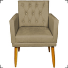 Kit 2 Poltronas Decorativas Nina Com Base E Capitonê + 2 Puff