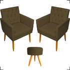 Kit 2 Poltronas Decorativas Nina Com Base E Capitonê + Puff R