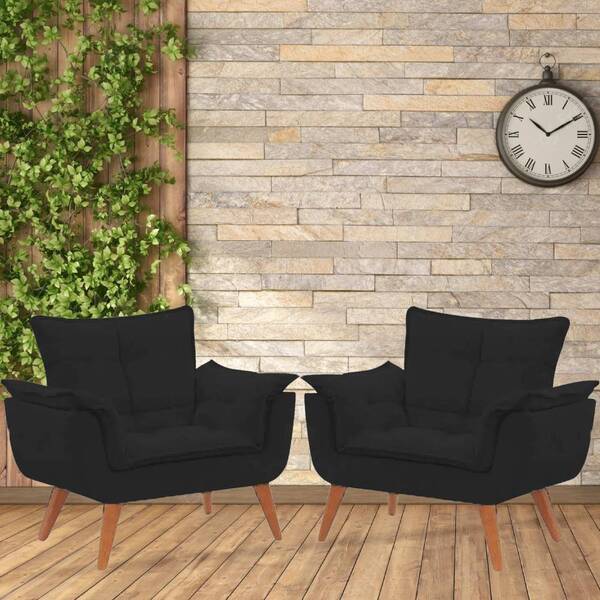Kit 2 Poltronas Decorativas Opala Preto Bnn Decor
