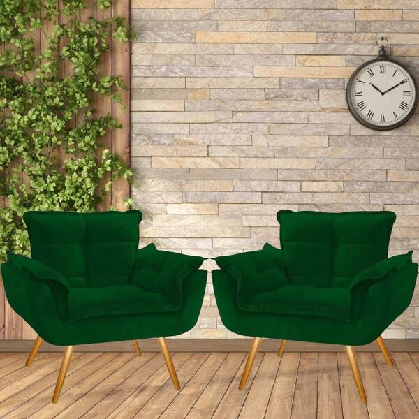 Kit 2 Poltronas Decorativas Opala Verde Bnn Decor