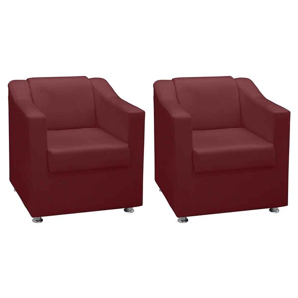 Kit 2 Poltronas Decorativas Para Escritório De Madeira Maya V