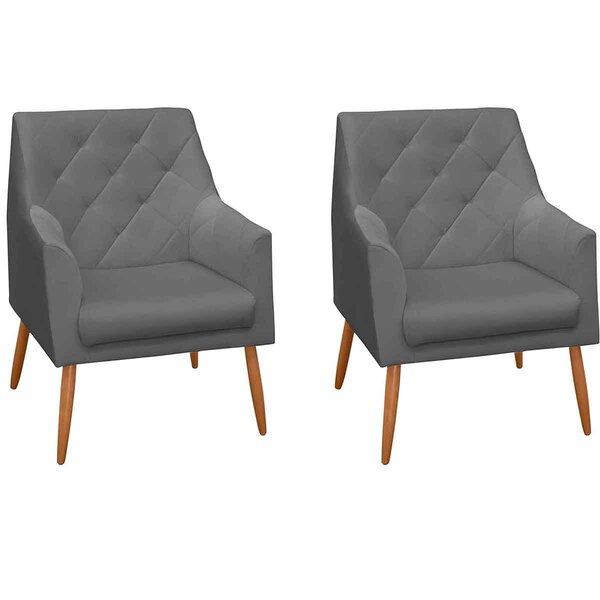 Kit 2 Poltronas Decorativas Para Sala Capitonê Antonella Velu