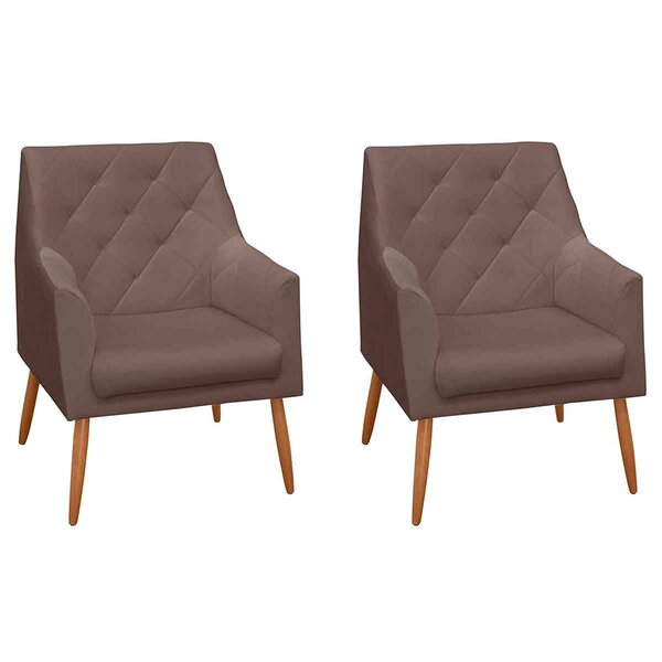 Kit 2 Poltronas Decorativas Para Sala Capitonê Antonella Velu