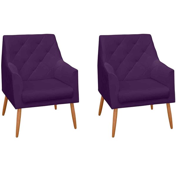 Kit 2 Poltronas Decorativas Para Sala Capitonê Antonella Velu