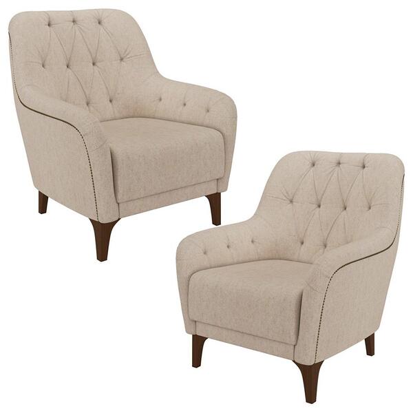 Kit 2 Poltronas Decorativas Para Sala Com Capitonê Pietà M22