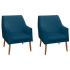 Kit 2 Poltronas Decorativas Para Sala Com Pés Palito Brigite