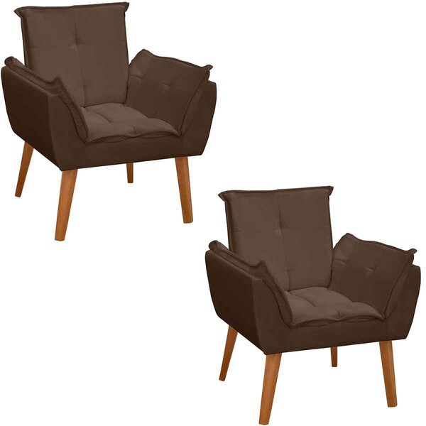 Kit 2 Poltronas Decorativas Para Sala Com Pés Palito Clara Ve