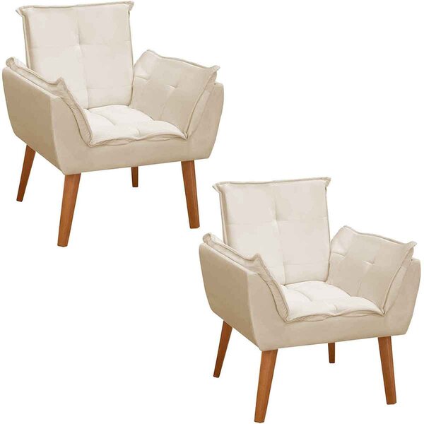 Kit 2 Poltronas Decorativas Para Sala Com Pés Palito Clara Ve