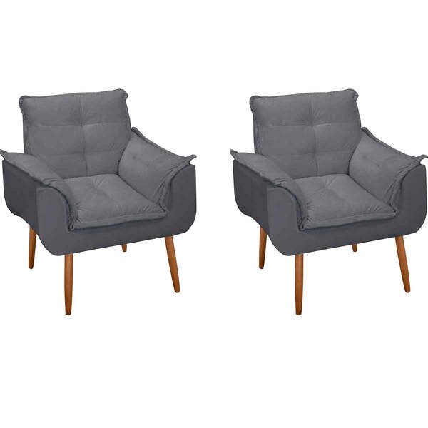 Kit 2 Poltronas Decorativas Para Sala Com Pés Palito Heloíse