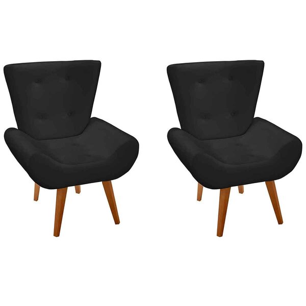 Kit 2 Poltronas Decorativas Para Sala Com Pés Palito Melina V