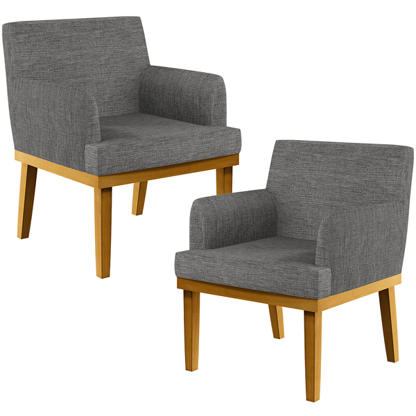 Kit 2 Poltronas Decorativas Para Sala De Estar Base Mel Beatr