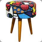 Kit 2 Poltronas Decorativas Para Sala Nina + 2 Puff Estampa R