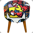 Kit 2 Poltronas Decorativas Para Sala Nina + Puff Estampa Rom