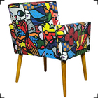 Kit 2 Poltronas Decorativas Para Sala Nina + Puff Estampa Rom