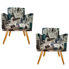 Kit 2 Poltronas Decorativas Para Sala Nina Com Base Estampa P