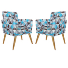 Kit 2 Poltronas Decorativas Para Sala Nina Com Base Estampa T