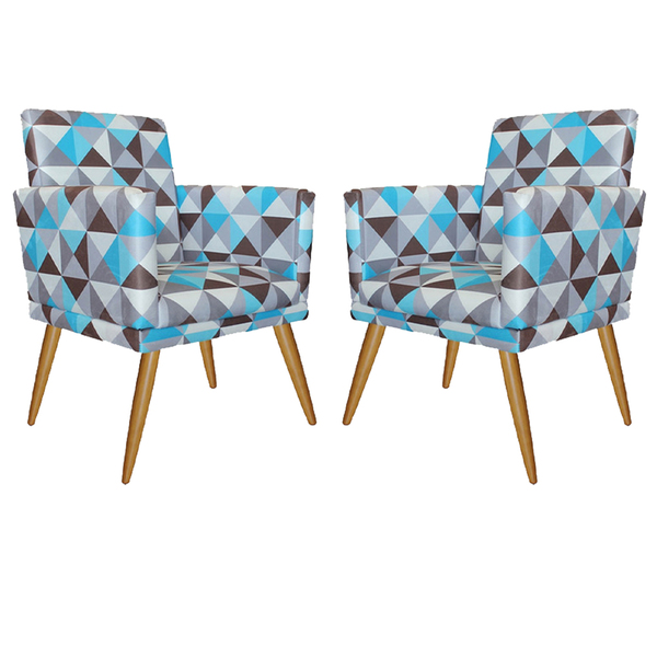 Kit 2 Poltronas Decorativas Para Sala Nina Com Base Estampa T