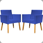 Kit 2 Poltronas Decorativas Para Sala Nina Corino Azul Royal