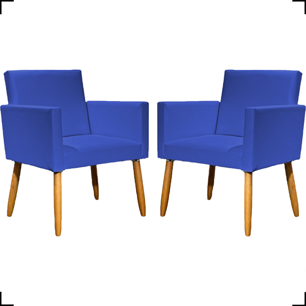 Kit 2 Poltronas Decorativas Para Sala Nina Corino Azul Royal