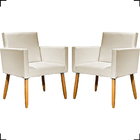 Kit 2 Poltronas Decorativas Para Sala Nina Corino Bege Pé Cas