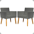 Kit 2 Poltronas Decorativas Para Sala Nina Corino Cinza Pé Ca