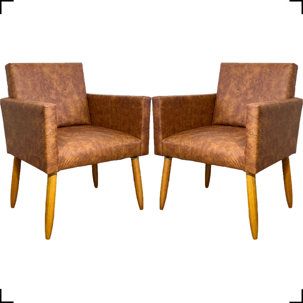 Kit 2 Poltronas Decorativas Para Sala Nina Corino Peroba Pé C