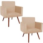 Kit 2 Poltronas Decorativas Para Sala Nina Pés Palito Suede B