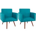 Kit 2 Poltronas Decorativas Para Sala Nina Pés Palito Suede T