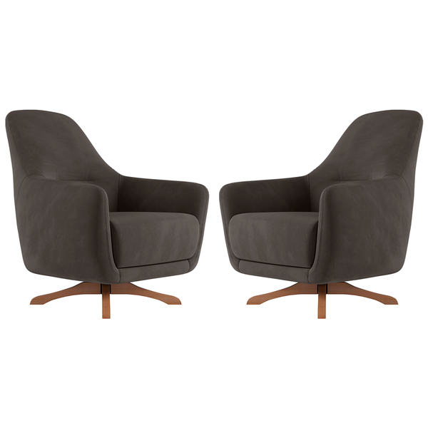 Kit 2 Poltronas Decorativas Pêra Base Giratória Veludo Tabaco