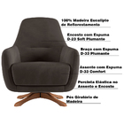 Kit 2 Poltronas Decorativas Pêra Base Giratória Veludo Tabaco