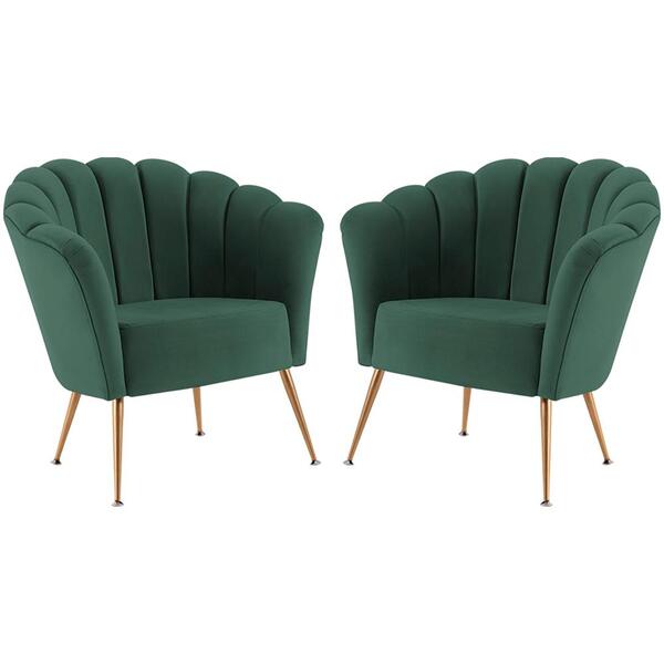 Kit 2 Poltronas Decorativas Pes Aço Dourado 7048 Veludo Dmobi