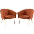 Kit 2 Poltronas Decorativas Pes Aço Dourado 7049 Veludo Dmobi