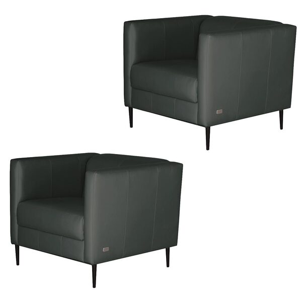 Kit 2 Poltronas Decorativas Pés De Ferro Iráklio Couro Verde