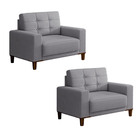 Kit 2 Poltronas Decorativas Pés De Madeira Darcy Veludo Cinza