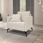 Kit 2 Poltronas Decorativas Pés Em Aço Stagno Linho Pérola G6